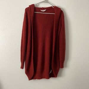 Hooded burnt orange cardigan